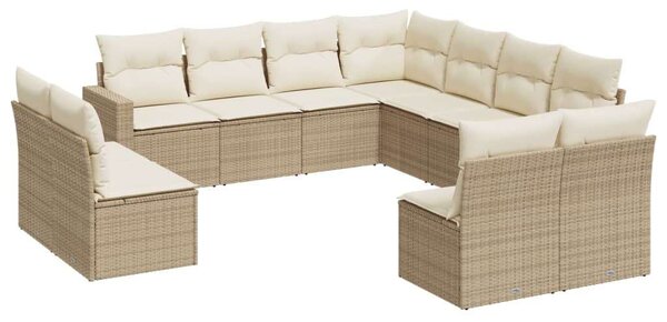 VidaXL 11 részes bézs polyrattan kerti ülőgarnitúra párnákkal
