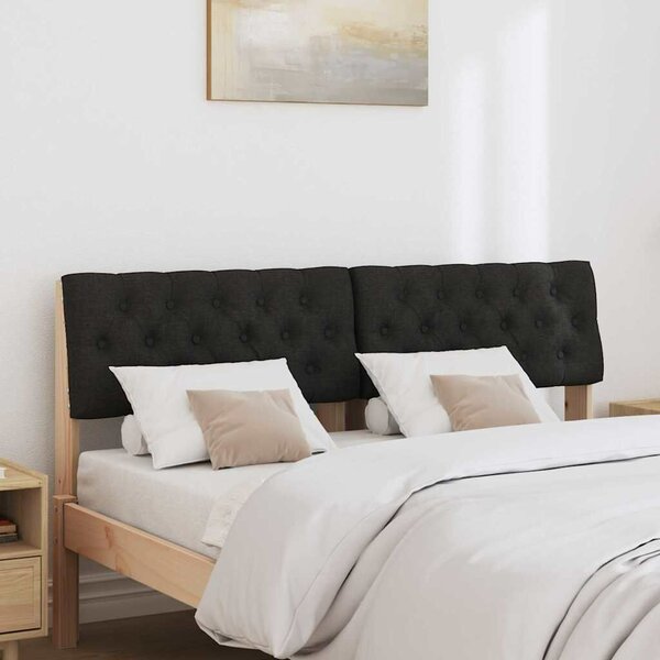 VidaXL Kárpitozott fejtámla Fekete 150 cm Tömör fenyőfa