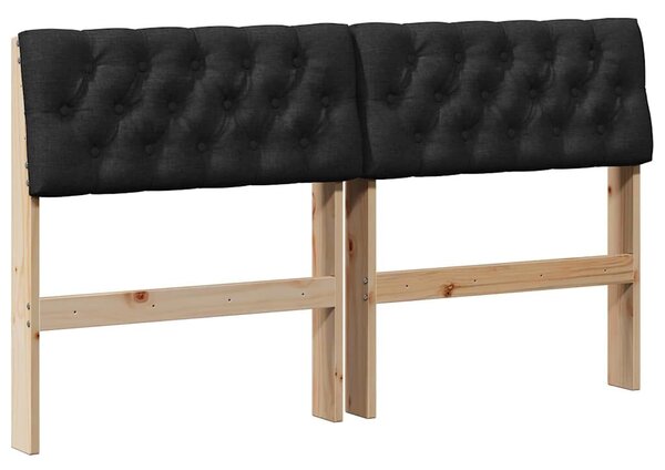 VidaXL Kárpitozott fejtámla Fekete 150 cm Tömör fenyőfa