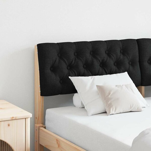 VidaXL Kárpitozott fejtámla Fekete 150 cm Tömör fenyőfa