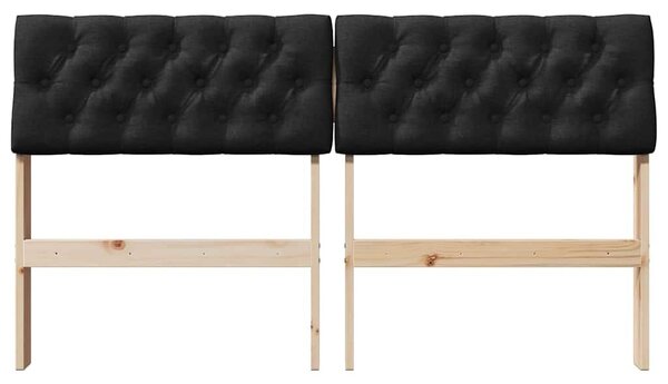 VidaXL Kárpitozott fejtámla Fekete 150 cm Tömör fenyőfa