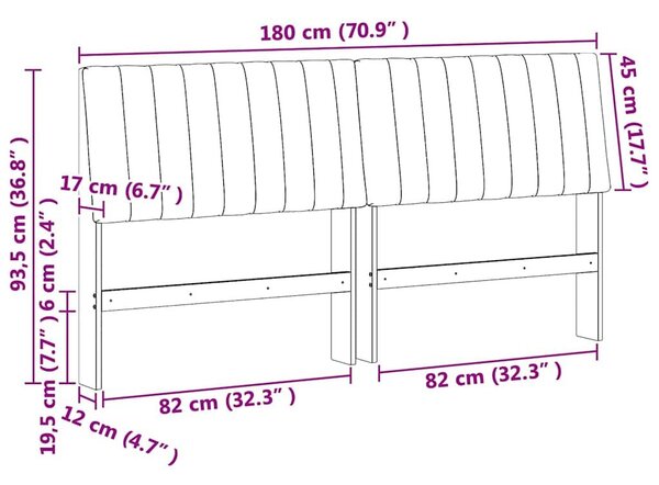 VidaXL Kárpitozott fejtámla Tópszínű 180 cm Tömör fenyőfa