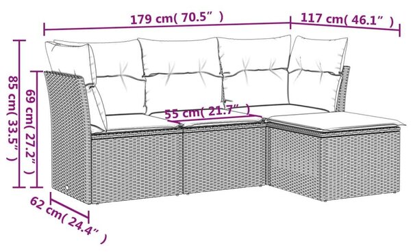 VidaXL Polyrattan Kerti Ülőgarnitúra - 4 részes - Bézs