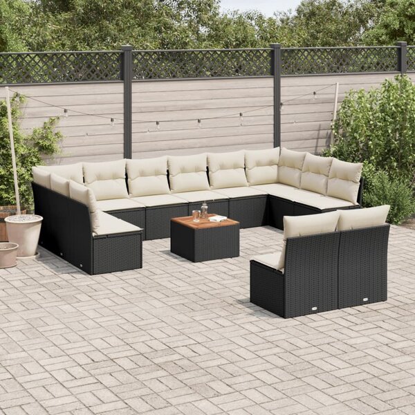 Polyrattan Kerti Ülőgarnitúra - 13 részes - Fekete