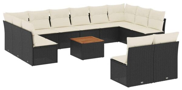 Polyrattan Kerti Ülőgarnitúra - 13 részes - Fekete