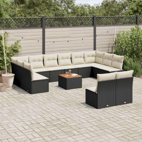 Polyrattan Kerti Ülőgarnitúra - 13 részes - Fekete