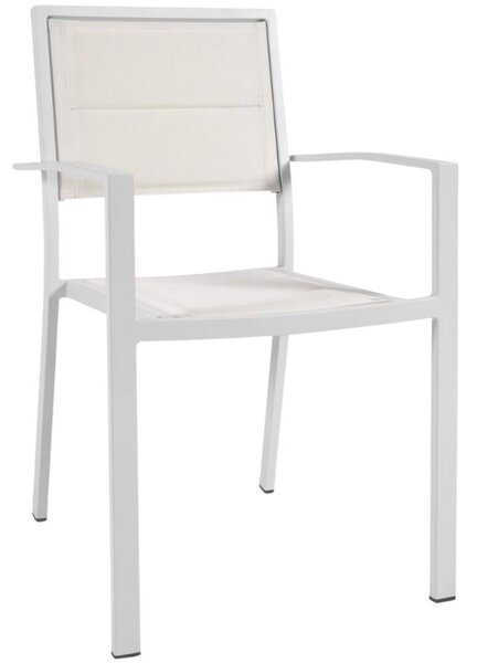Fehér fém kerti szék Kave Home Sirley szövet üléssel