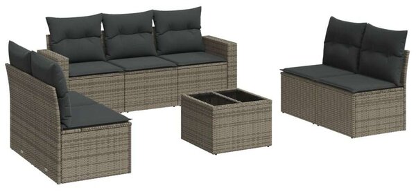 VidaXL Polyrattan Kerti Ülőgarnitúra - 8 részes - Szürke