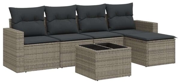 VidaXL Polyrattan Kerti Ülőgarnitúra - 6 részes - Szürke