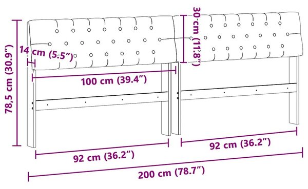 VidaXL Kárpitozott fejtámla Fekete 200 cm Tömör fenyőfa