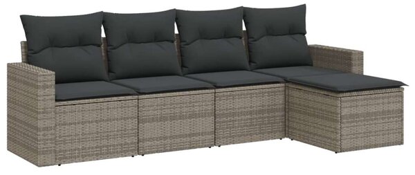 VidaXL Polyrattan Kerti Ülőgarnitúra - 5 részes - Szürke
