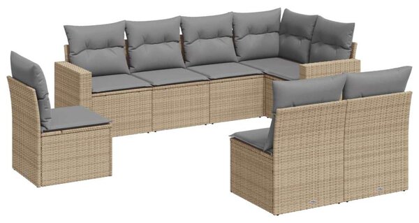 VidaXL Polyrattan Kerti Ülőgarnitúra - 8 részes - Bézs