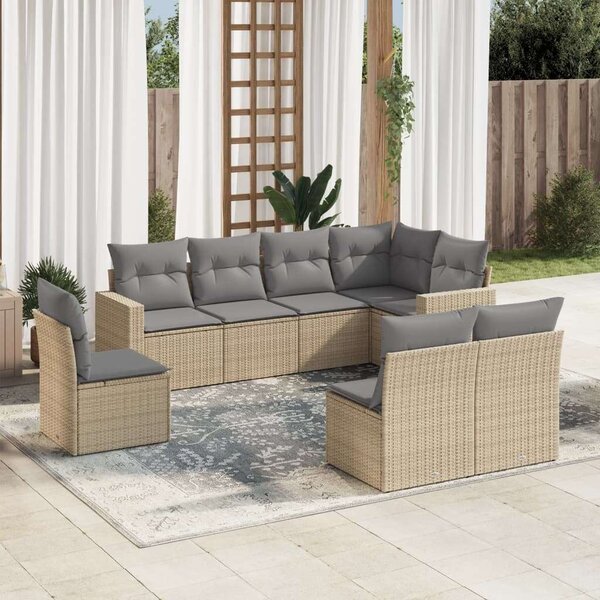 VidaXL Polyrattan Kerti Ülőgarnitúra - 8 részes - Bézs
