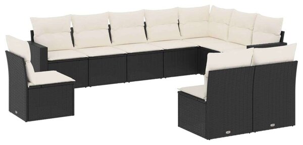 Polyrattan Kerti Ülőgarnitúra - 10 részes - Fekete