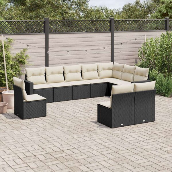 Polyrattan Kerti Ülőgarnitúra - 10 részes - Fekete