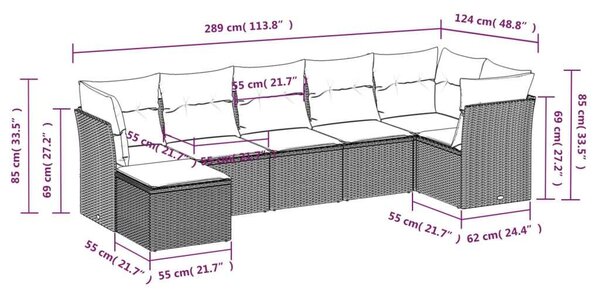 VidaXL Polyrattan Kerti Ülőgarnitúra - 7 részes - Bézs