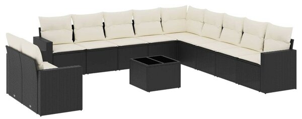 VidaXL Polyrattan Kerti Ülőgarnitúra - 12 részes - Fekete