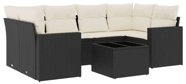 Polyrattan Kerti Ülőgarnitúra - 7 részes - Fekete