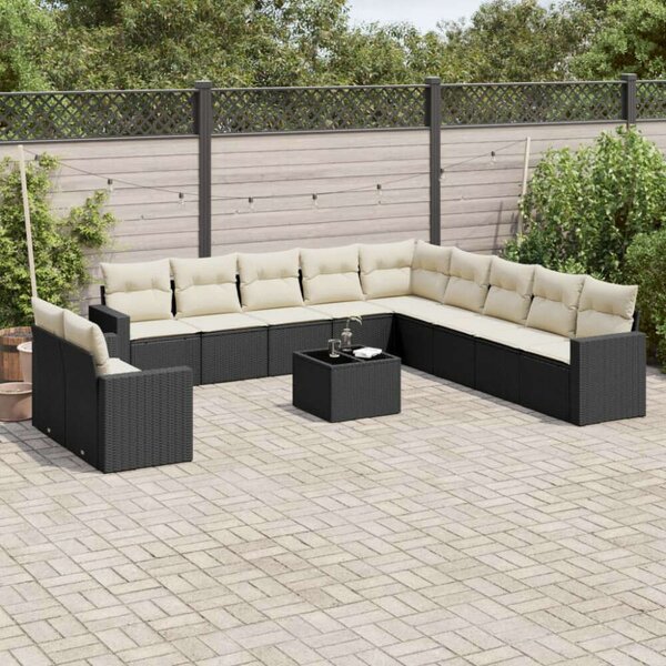 VidaXL Polyrattan Kerti Ülőgarnitúra - 12 részes - Fekete