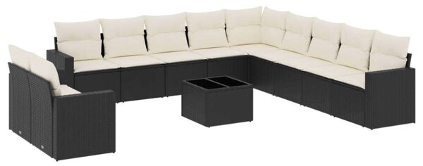 VidaXL Polyrattan Kerti Ülőgarnitúra - 12 részes - Fekete