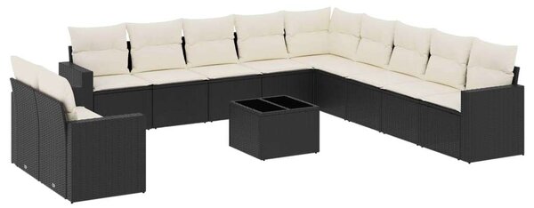 VidaXL Polyrattan Kerti Ülőgarnitúra - 12 részes - Fekete
