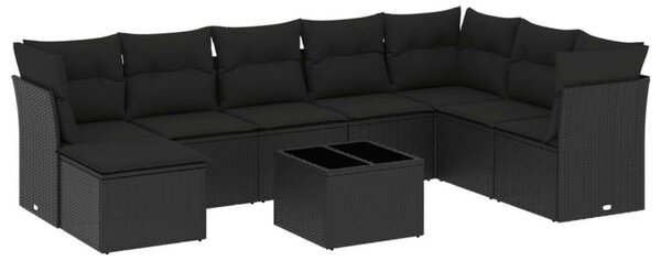VidaXL Polyrattan Kerti Ülőgarnitúra - 9 részes - Fekete
