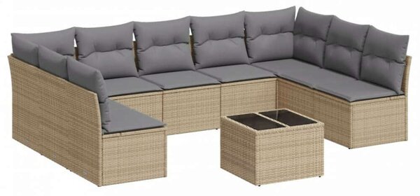 VidaXL Polyrattan Kerti Ülőgarnitúra - 10 részes - Bézs