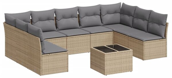 VidaXL Polyrattan Kerti Ülőgarnitúra - 10 részes - Bézs