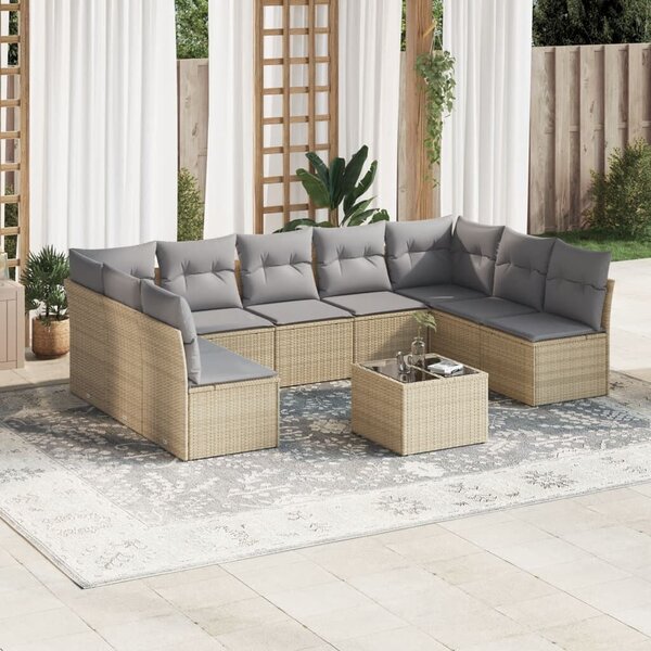 VidaXL Polyrattan Kerti Ülőgarnitúra - 10 részes - Bézs