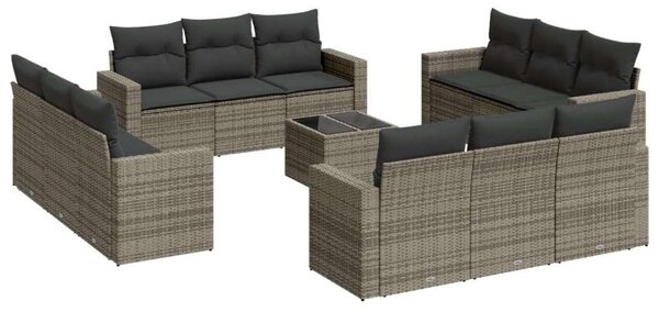VidaXL Polyrattan Kerti Ülőgarnitúra - 13 részes - Szürke