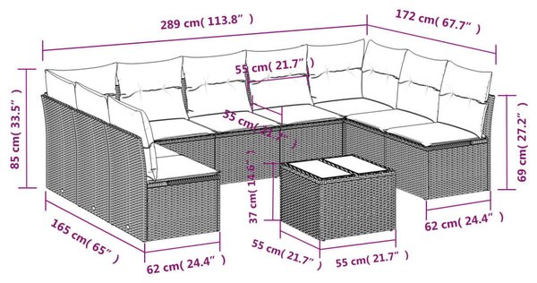 VidaXL Polyrattan Kerti Ülőgarnitúra - 10 részes - Bézs