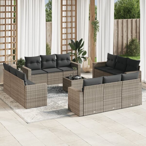 VidaXL Polyrattan Kerti Ülőgarnitúra - 13 részes - Szürke