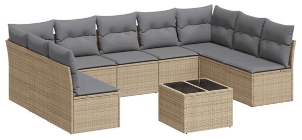 VidaXL Polyrattan Kerti Ülőgarnitúra - 10 részes - Bézs