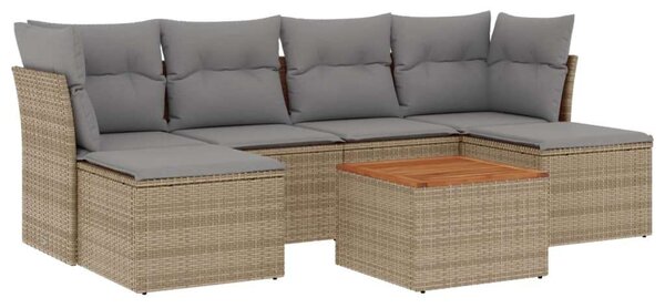 VidaXL Polyrattan Kerti Ülőgarnitúra - 7 részes - Bézs