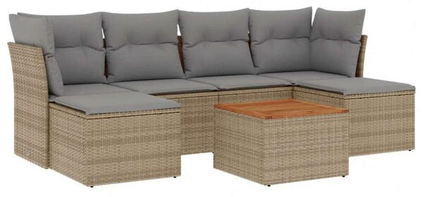 VidaXL Polyrattan Kerti Ülőgarnitúra - 7 részes - Bézs