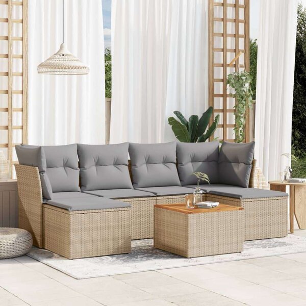 VidaXL Polyrattan Kerti Ülőgarnitúra - 7 részes - Bézs