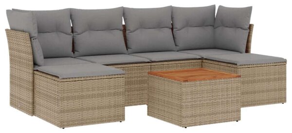 VidaXL Polyrattan Kerti Ülőgarnitúra - 7 részes - Bézs