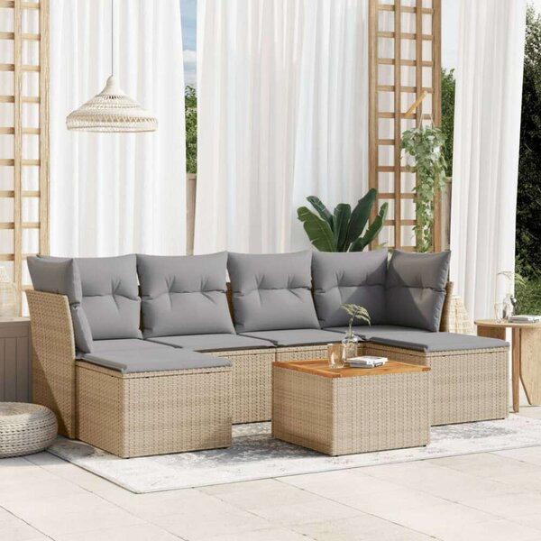 VidaXL Polyrattan Kerti Ülőgarnitúra - 7 részes - Bézs