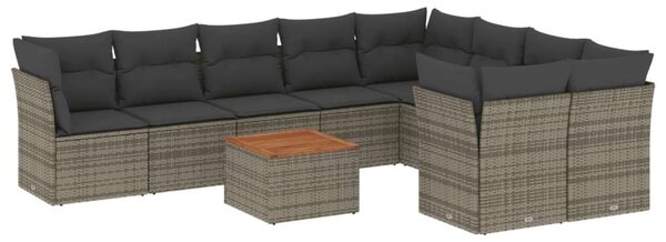 VidaXL Polyrattan Kerti Ülőgarnitúra - 10 részes - Szürke