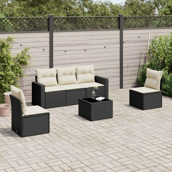 VidaXL Polyrattan Kerti Ülőgarnitúra - 6 részes - Fekete