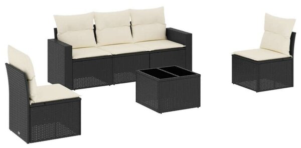 VidaXL Polyrattan Kerti Ülőgarnitúra - 6 részes - Fekete