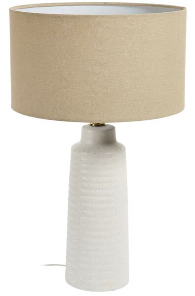 Fehér kerámia asztali lámpa Kave Home Majális vászonbúrával