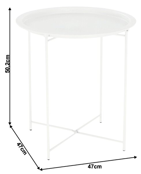 Kisasztal levehető tálcával, fehér, RENDER