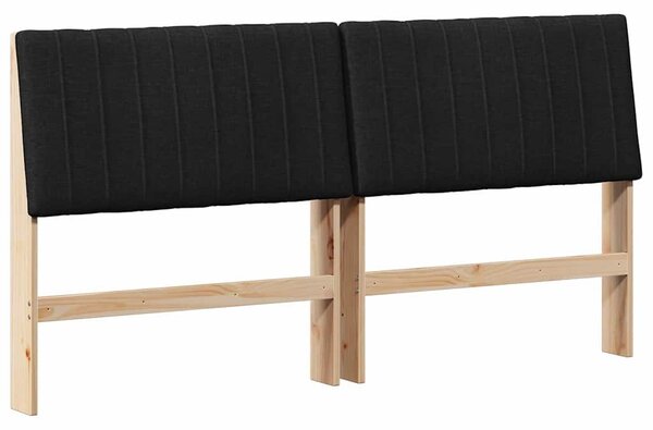 VidaXL Kárpitozott fejtámla Fekete 200 cm Tömör fenyőfa