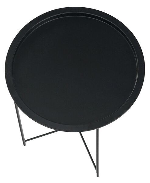 Kisasztal levehető tálcával, fekete, RENDER