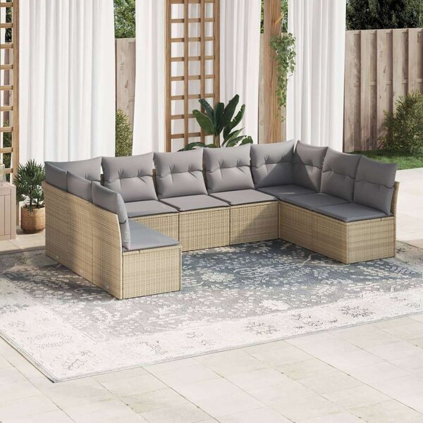 VidaXL Polyrattan Kerti Ülőgarnitúra - Bézs - 9 részes