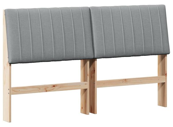 VidaXL Kárpitozott fejtámla Világosszürke 160 cm Tömör fenyőfa