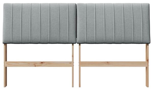 VidaXL Kárpitozott fejtámla Világosszürke 160 cm Tömör fenyőfa