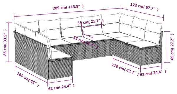 VidaXL Polyrattan Kerti Ülőgarnitúra - Bézs - 9 részes