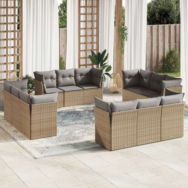 VidaXL Polyrattan Kerti Ülőgarnitúra - 12 részes - Bézs